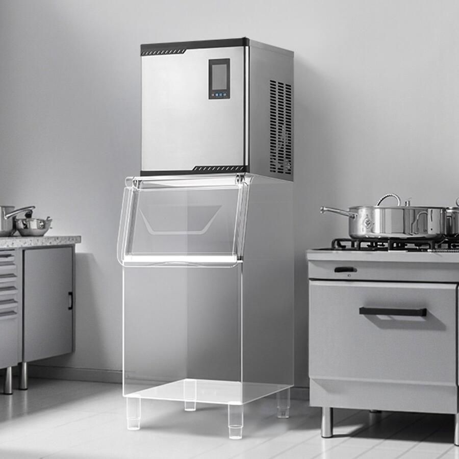 Commerciële ijsblokjesmachine Hoofdeenheid 136 kg dag Capaciteit RVS Behuizing Slim Bedieningspaneel Zelfreinigend Instelbare Ijsdikte Zonder Opslagbak