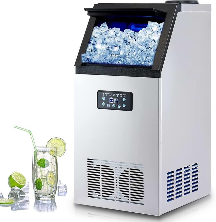 Commerciële ijsblokjesmaker machine 41 kilo dag Industriële automatische ijsblokjesmachine RVS ijsopslag 10 kilo 45-ijsblokjes auto clean voor thuis kantoor restaurant bar café