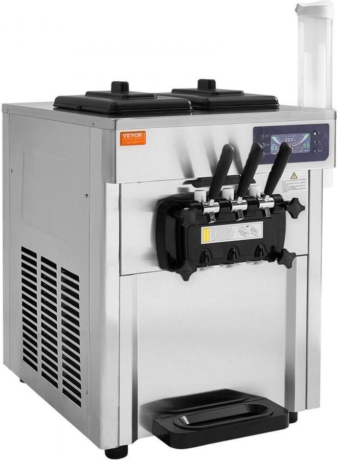 Commerciële Ijsmachine 18-28 L Per Uur 2 x 5 L Hoppers Roestvrij Staal Voor Yoghurt En Snackbar