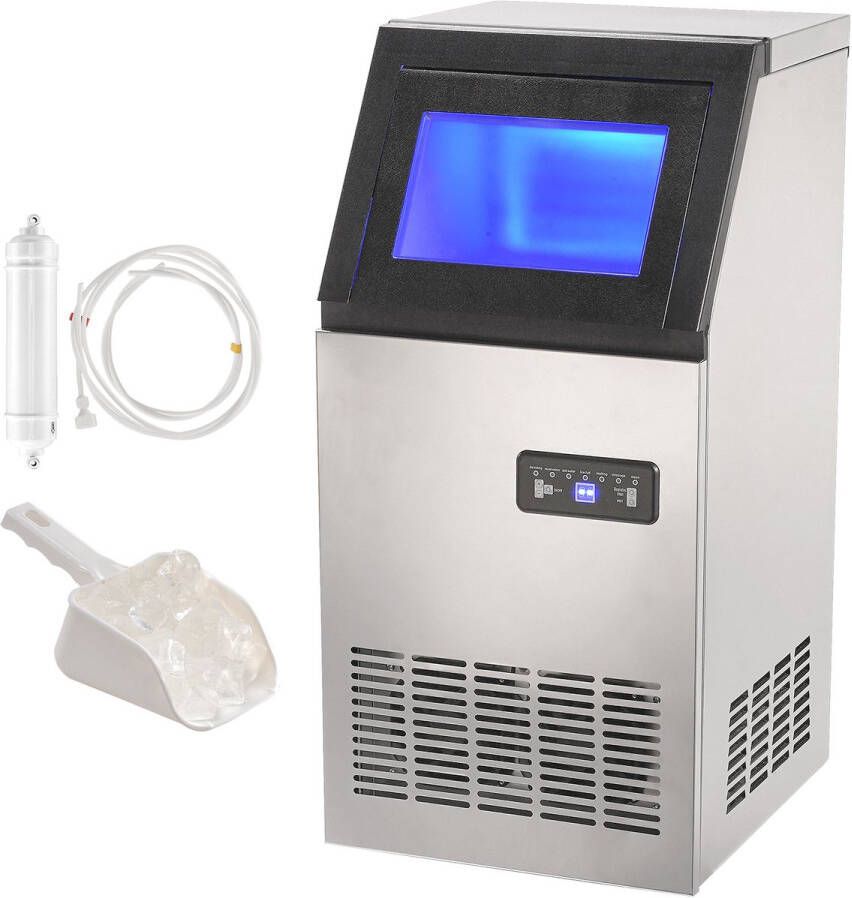 Commerciële Ijsmachine 36 kg 24 uur Ijsblokjesmachine Met 40 Blokjes In 12-15 Min Vrijstaande Kast 6 8 kg Opslagruimte LED Digitaal Display voor Bar Thuis Kantoor Restaurant