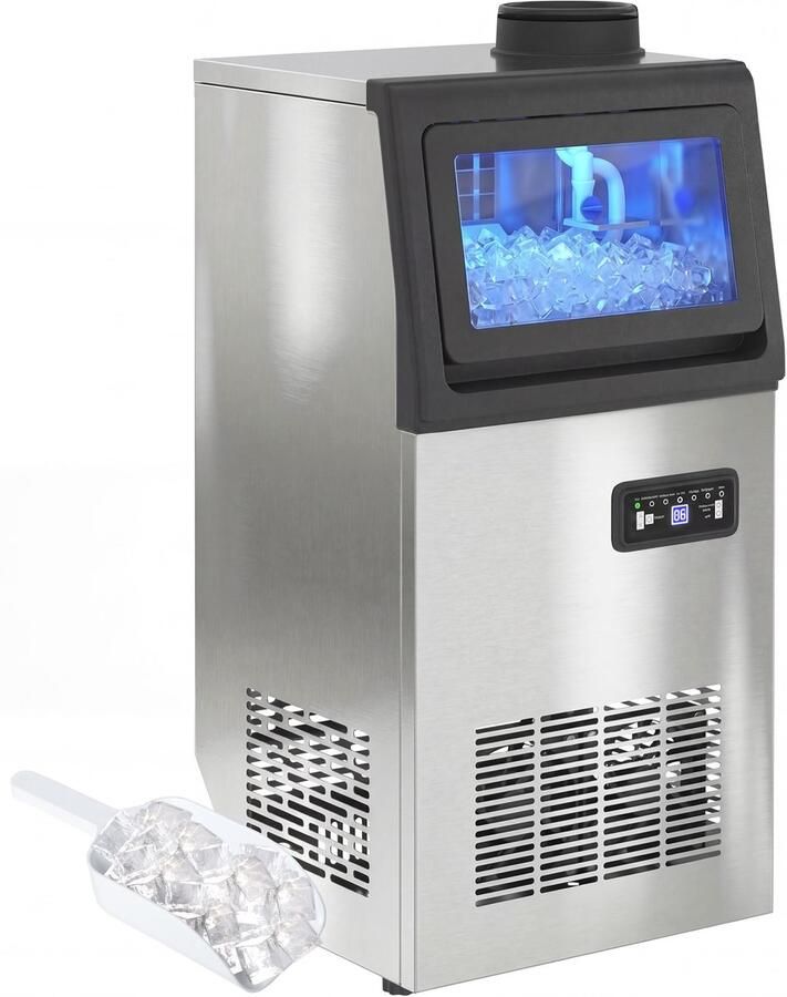 Commerciële ijsmachine 36kg dag LCD-bediening automatisch reinigen stil 55dB 36 ijsblokjes per 10 minuten voor restaurant bar kantoor onderbouw