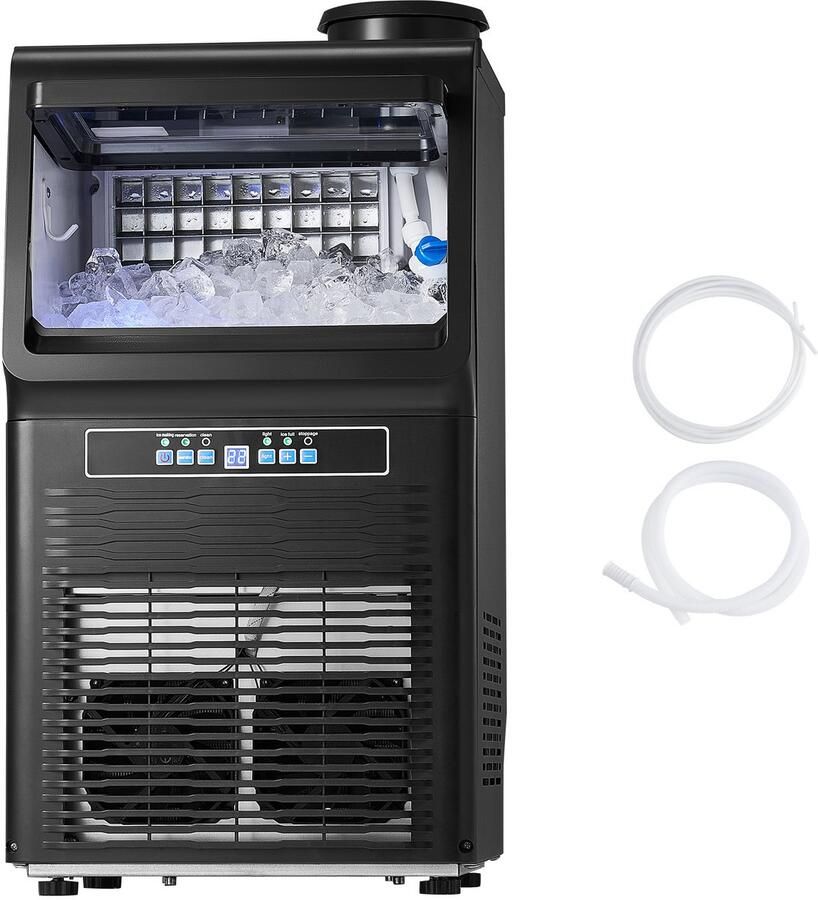 CommerciëLe Ijsmachine (40 82 Kg Dag) Met Een Opslagcapaciteit Van 5 44 Kg Produceert 36 Ijsblokjes In 15 Minuten Uitgerust Met Een Digitaal Led-Scherm En Twee Watertoevoermogelijkheden Ideaal Voor Bars