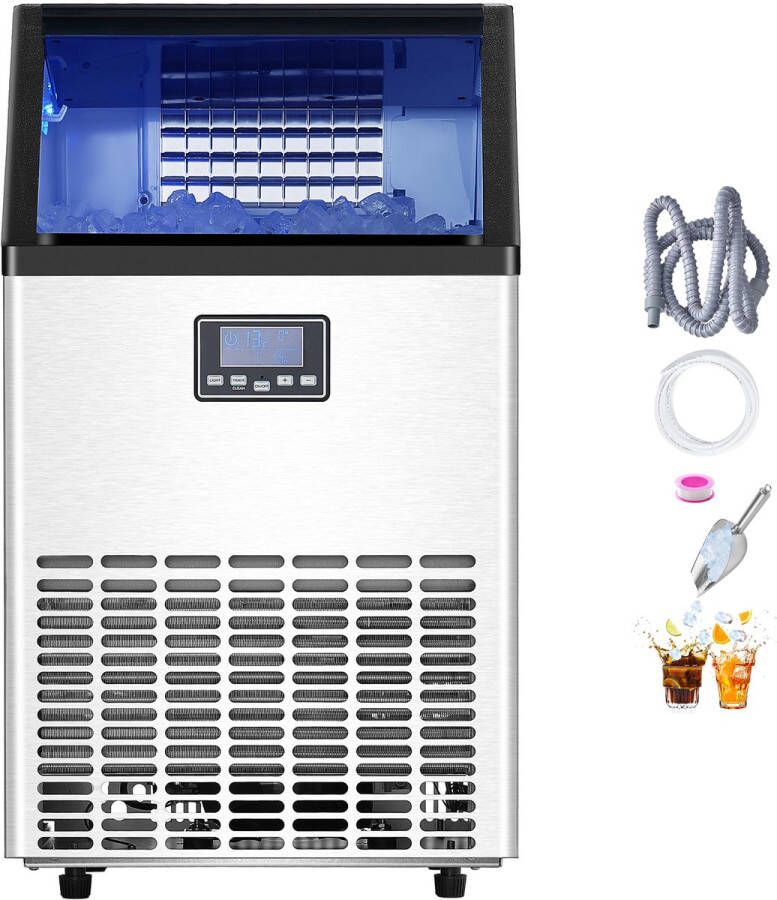 Commerciële Ijsmachine (45 36 Kg Dag) 14 97 Kg Opslagcapaciteit 45 Ijsblokjes in 15 Minuten Led-Digitaal Display en Twee Watertoevoeropties