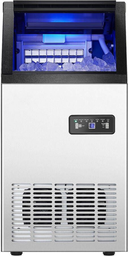 CommerciëLe Ijsmachine (45 36 Kg Dag) Met 12 7 Kg Opslagcapaciteit Produceert 36 Ijsblokjes In 15 Minuten Uitgerust Met Led Digitaal Display Vrijstaand En Zelfreinigend