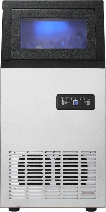 CommerciëLe Ijsmachine (49 9 Kg Dag) Met 12 7 Kg Opslagcapaciteit Produceert 36 Ijsblokjes In 15 Minuten Led Digitaal Display Vrijstaand Zelfreinigend Ideaal Voor Bars En Restaurants