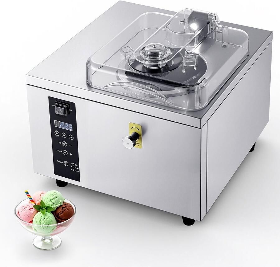 Commerciële ijsmachine Gelato Vermogen 500 W Capaciteit 5 l uur RVS 304 Cilinder 2 8 l Zelfreiniging LED-bedieningspaneel Horeca