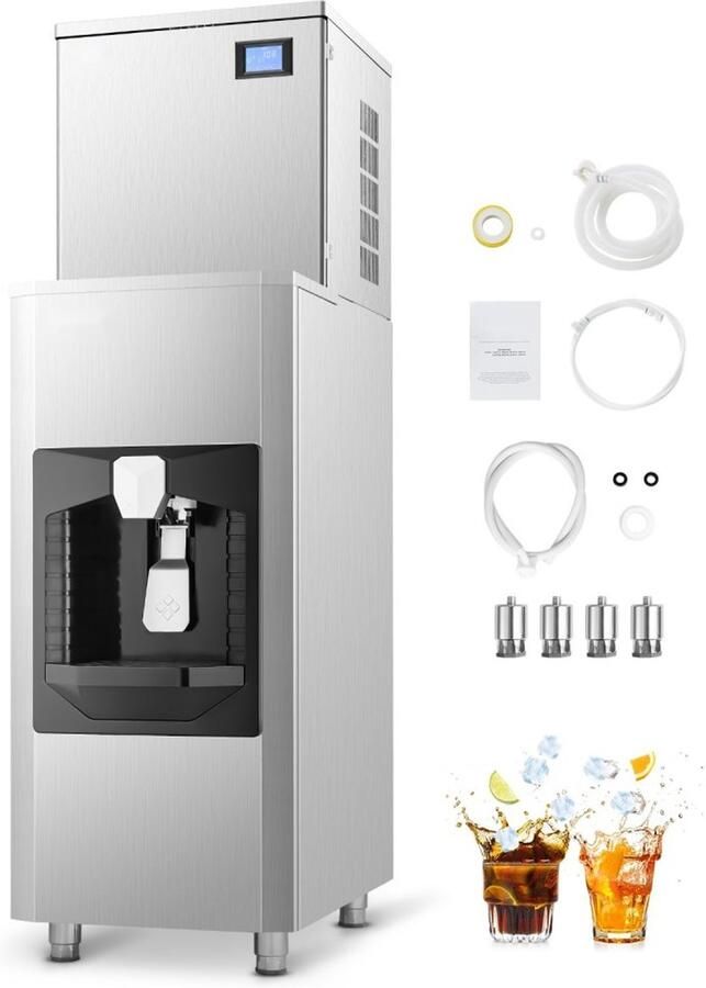 Commerciële IJsmachine IJsblokjesmachine met Dispenser ie 181 kg dag Opslag 80 kg Automatische Uitgifte 9 kg min Zelfreinigend Touchscreen Bedieningspaneel Horeca