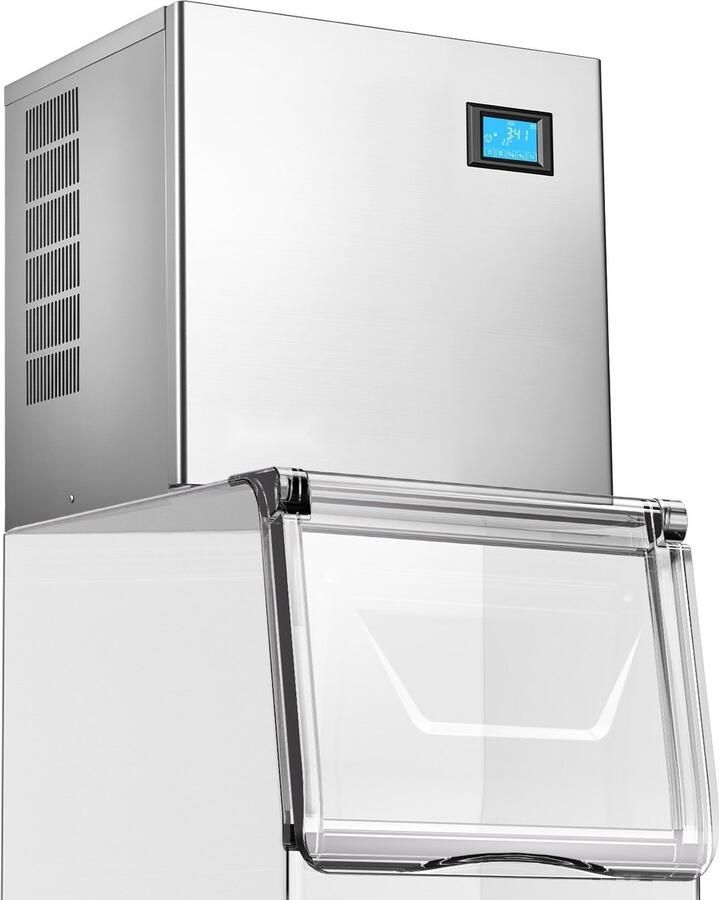 Commerciële ijsmachine Ijsblokjesmaker machinekop 163 kg dag Capaciteit Roestvrij staal Zelfreinigend Instelbare ijsblokjesmaat Opslag voor 156 ijsblokjes Alleen kop