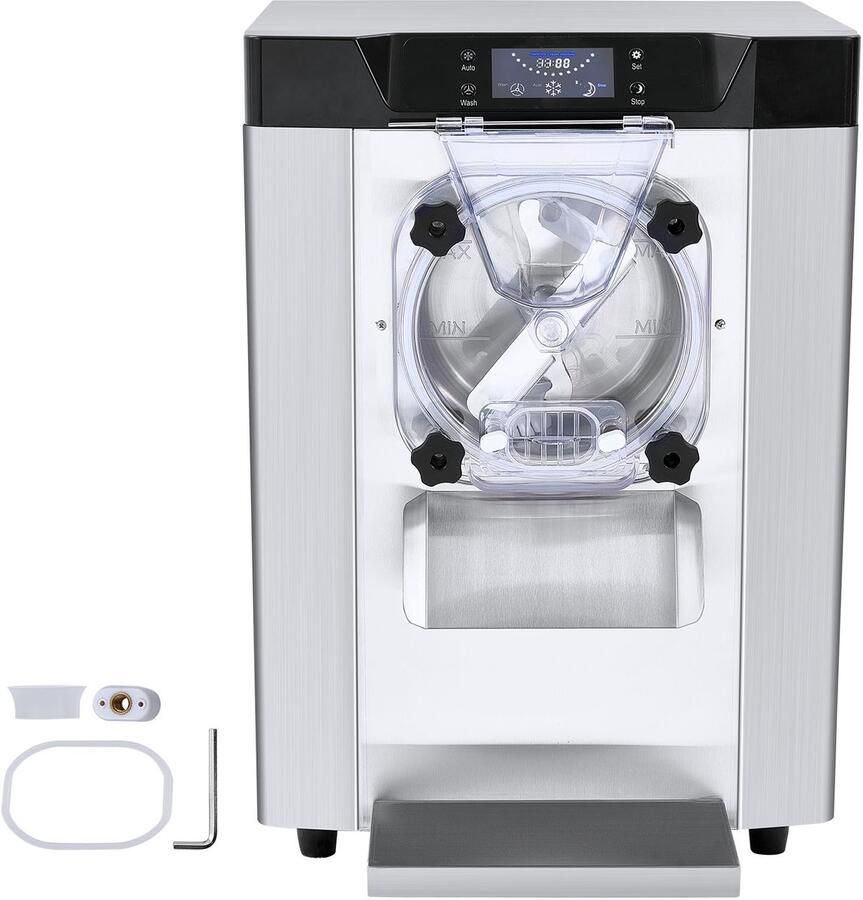 Commerciële Ijsmachine Vermogen 12 L U 1295 W Enkele Smaak Ijsmachine Op Aanrecht Roestvrijstalen Cilinder van 4 5 Liter Automatische Led-Reiniging voor Restaurants En Snackbars