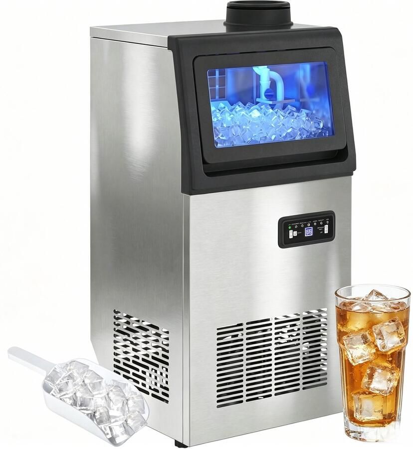 Commerciële ijsmachine Zelfreinigend LCD-bediening dagie 36kg ijs voor café restaurant kantoor instelbare ijsdikte met ledverlichting