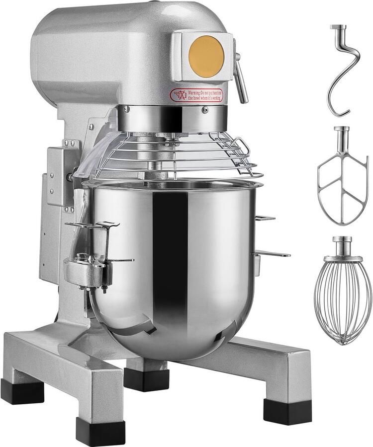 Commerciële Keukenmixer 10L Staande Mixer met 3 Instelbare Snelheden 550W Deegmixer met Roestvrijstalen Kom en 3 Mixaccessoires Geschikt voor Restaurants Bakkerijen Patisserieën en Cafés