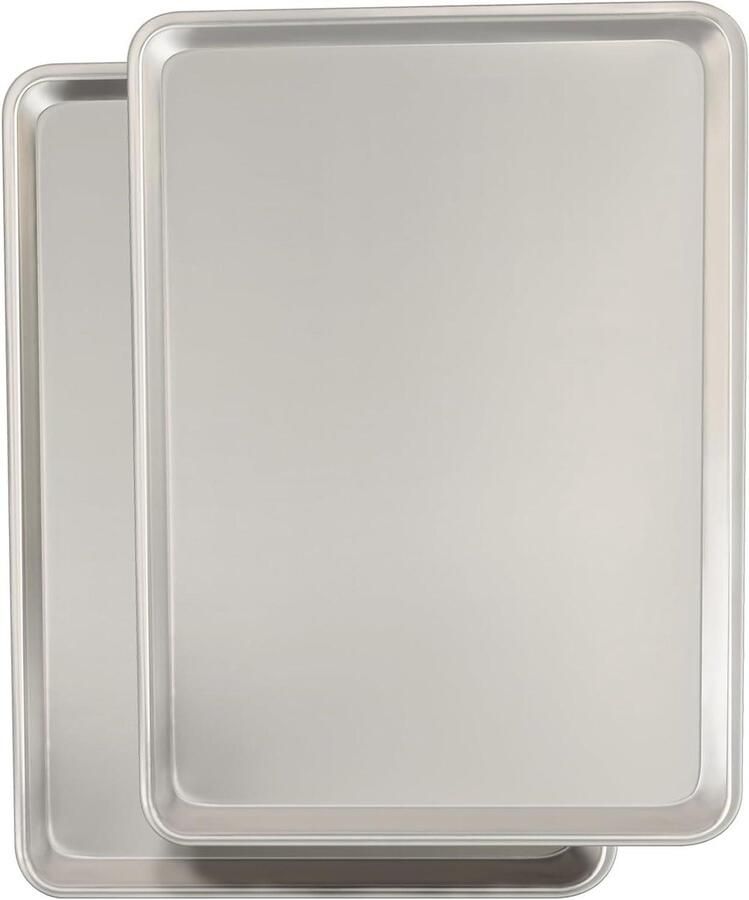 Commerciële kwaliteit bakplaat Pan Set natuurlijk aluminium koekjesblad Umite Chef Warp Resistant Nonstick Baker's Half Sheet Pan Grote Dikke Koekjes Tray Pannen voor Bakken Roasten (2 Pack 45x30