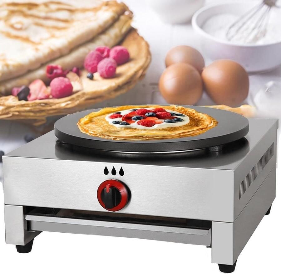 Commerciële Pannenkoekenmaker Pannenkoekenpan Bakplaat Ontbijt Bereiden Antiaanbak Laag 40 cm Diameter Zilver