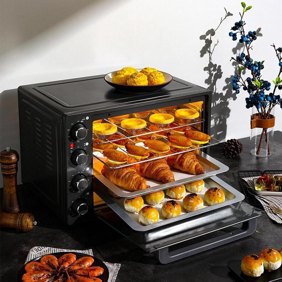 Commerciële Pizzaoven Professionele Oven Thuis Bakken Instelbare Temperatuur 40 Liter Capaciteit Zilver