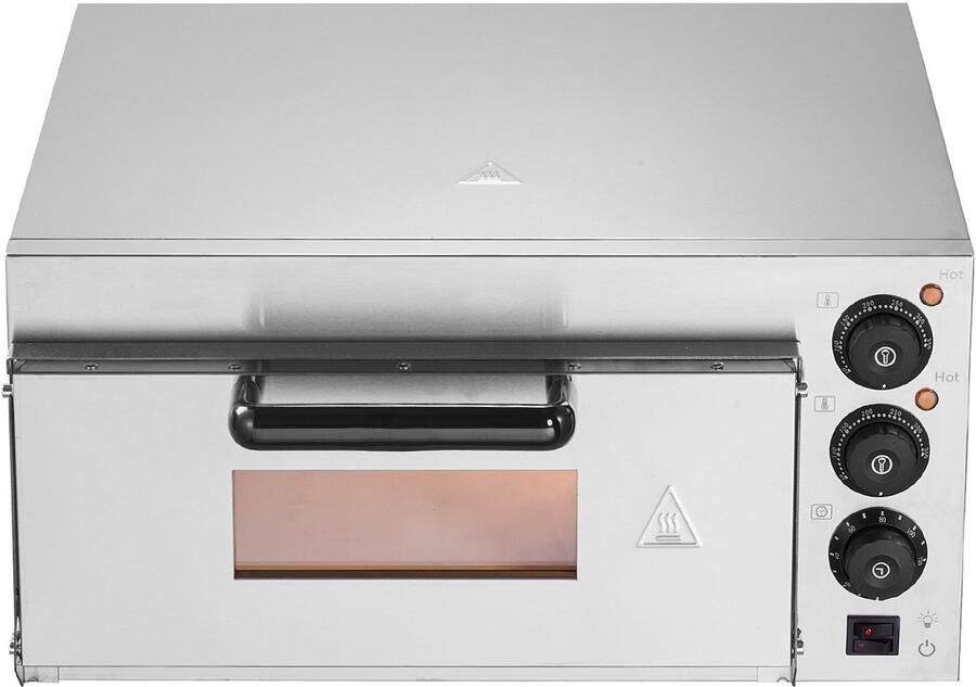 Commerciële Pizzaoven voor Op Het Aanrecht 40 cm Enkelvoudige Laag Roestvrijstalen Elektrische Oven met Steen En Handvat Veelzijdig Bakapparaat voor Thuis- En Restaurantgebruik