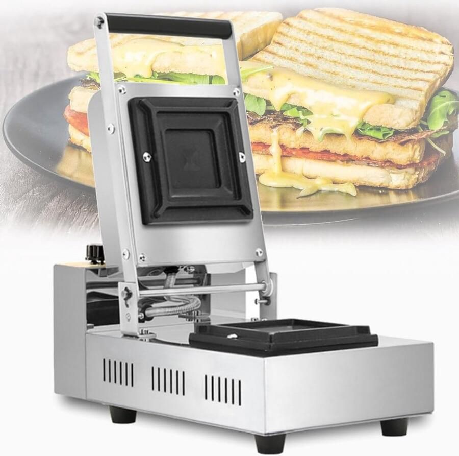 Commerciële Sandwichmaker Panini Grill Bakmachine Snel Broodjes Maken Dubbelzijdig Verwarmen 10cm Binnen Diameter Roestvrij Staal