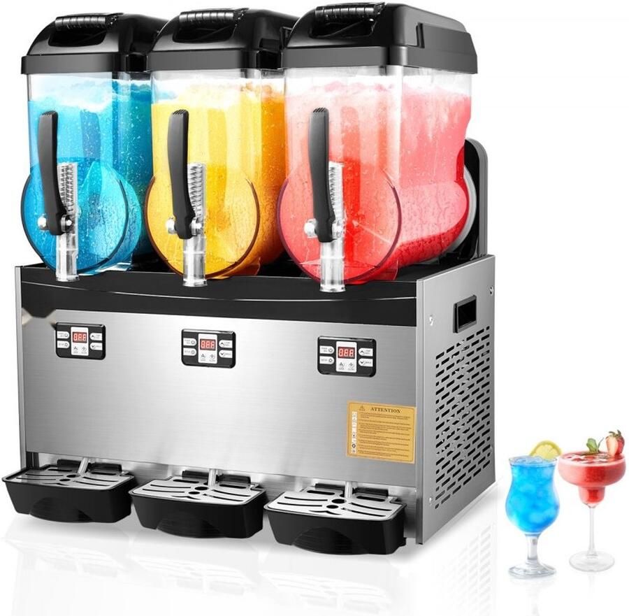 Commerciële slush-ijsmachine Drievoudige granita machine 3 x 12 L (36 L) Capaciteit RVS Behuizing Toetsenbediening Snelle Koeling Voor Horeca