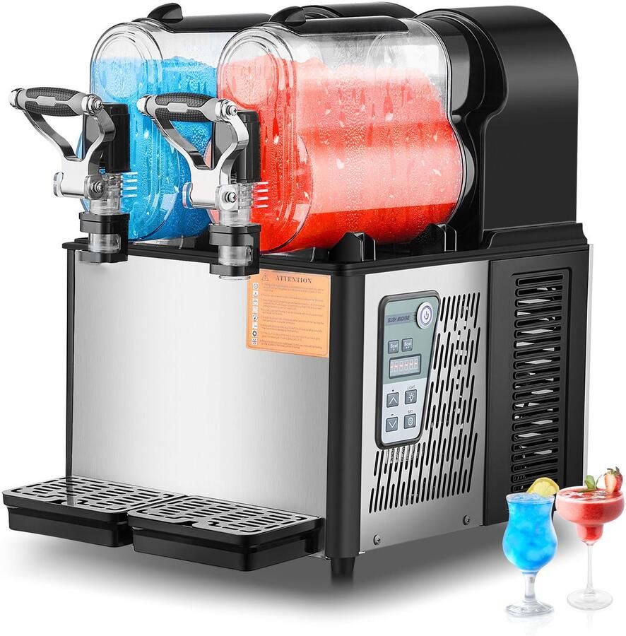 Commerciële Slushmachine 3l X 2 Dubbele Tank Bevroren Drankmachine 24-Kops Roestvrijstalen Margarita Smoothie Slushmachine voor Thuisfeesten Restaurants Cafés en Bars