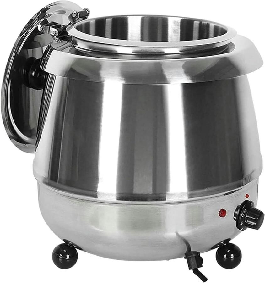Commerciële Soepketelwarmer Ronde Buffetservers En Warmhouders Met Scharnierend Deksel En Uitneembare Potinzet Voor Restaurants Feesten Buffetten En Catering