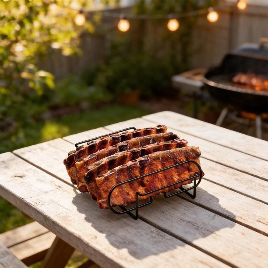 Compact barbecue rek Grill dienblad Steaks grillen Antiaanbaklaag 32x26x8 cm Zwart