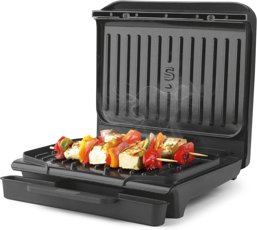Compact Contactgrill voor 2 Personen met Automatische Temperatuurcontrole