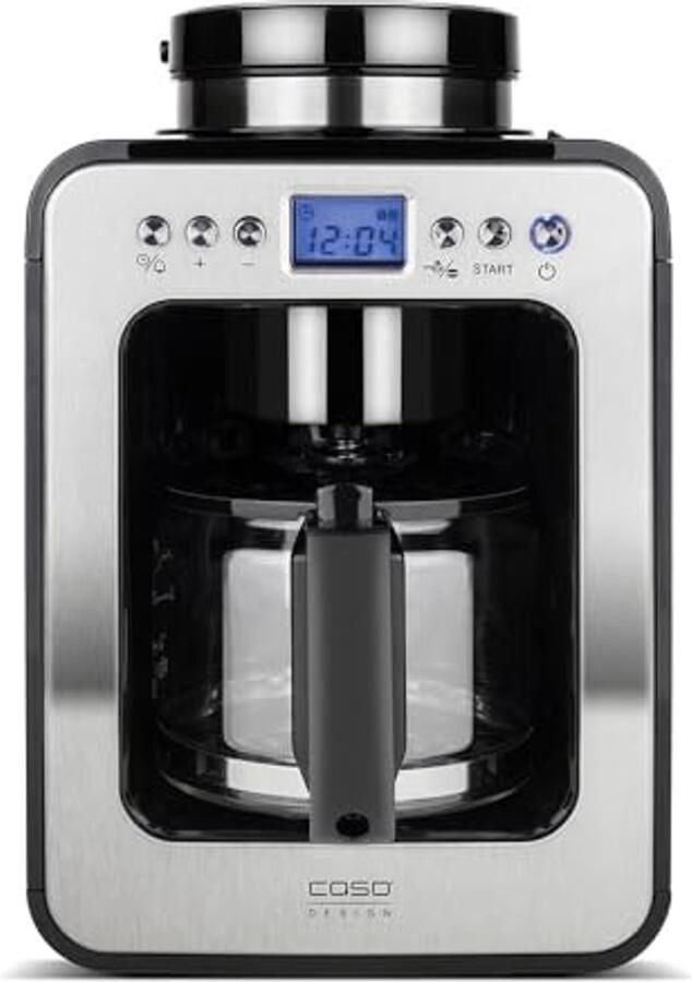 Compact Elektronisch Koffiezetapparaat met Maalwerk voor 4 Kopjes Koffie Geschikt voor Hele Bonen en Poeder