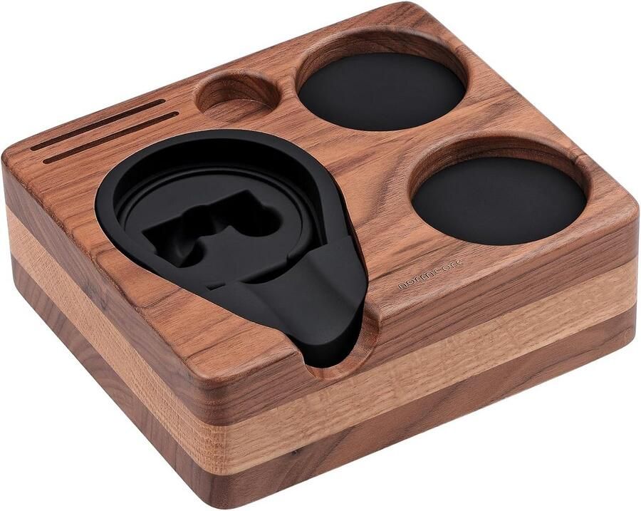 Compact Houten Tamping Station voor Espresso Portafilter en Tamper voor 51mm 54mm Machines