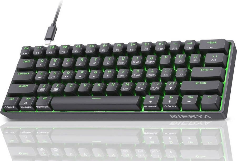 Compact Mechanisch Gaming Toetsenbord met Blue Clicky Switches 61 Toetsen Anti-Ghosting en Verlichting - Foto 2