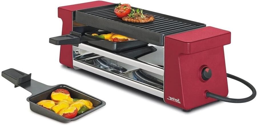 Compact Raclette Elektrisch Grillen Gezellig Tafelen Aluminium Grillplaat 368 cm Rood