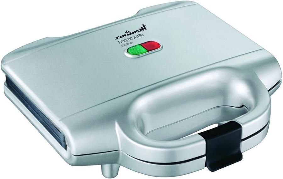 Compact Sandwichapparaat Tosti IJzer Snelle Maaltijden Ultra Compact Ontwerp 26x12x12cm Zilver
