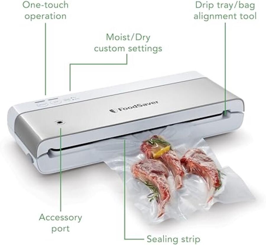 Compact Vacuum Sealer voor Sous Vide en Lucht Dichte Voedselopslag Wit