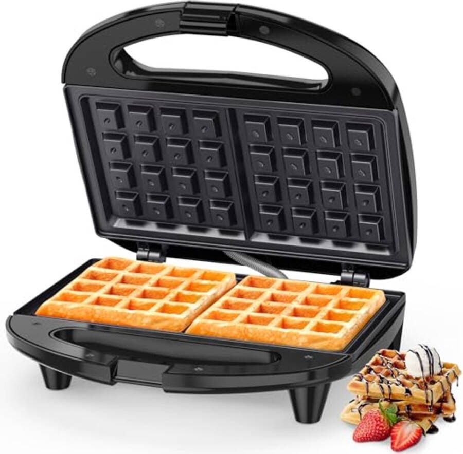 Compact Wafelijzer met 750W 2 Vierkante Platen voor Perfecte Gouden Wafels