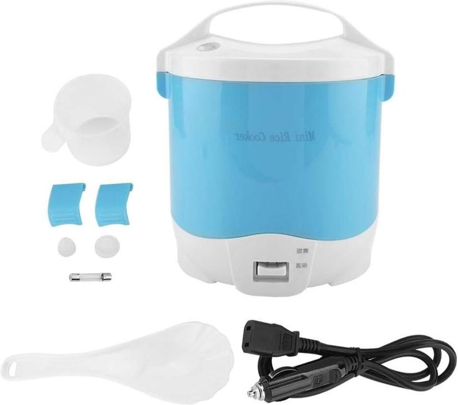 Compacte 1.6L Rijstkoker Draagbare Elektrische Stoomkoker voor Lunch Outdoor en Auto met Verwijderbare Antiaanbakpan en Accessoires