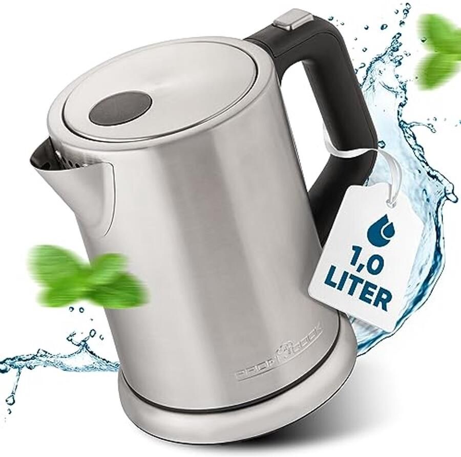 Compacte 1L RVS Waterkoker met Eenvoudig Ontwerp Draadloos met Waterniveau Indicator en Vergrendelbare Deksel 2200 W