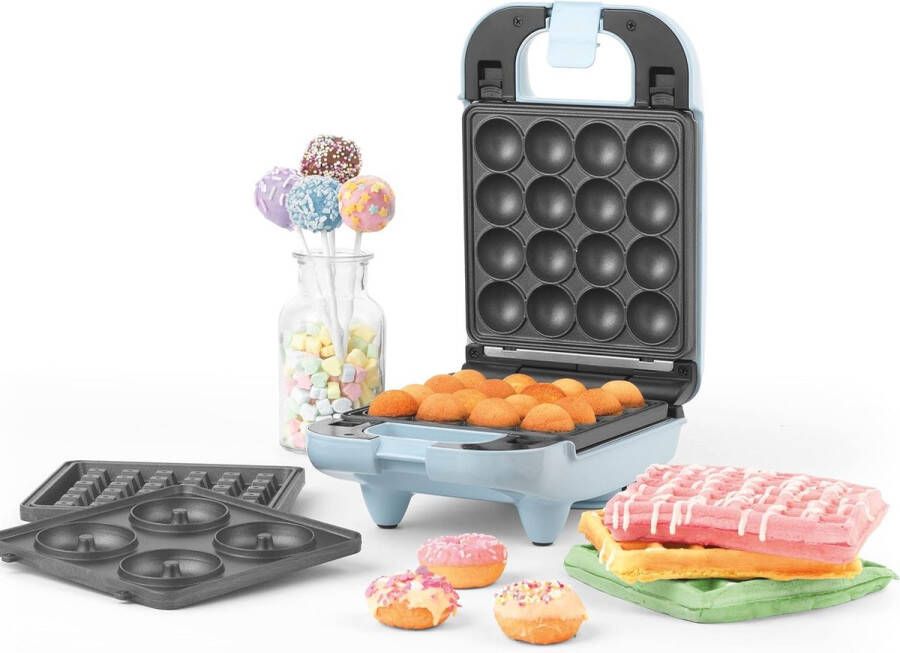 Compacte 3-in-1 Minitraktatiemachine Heerlijke Donuts Cakepops Wafels Traktaties Wafel- en Cakemachine