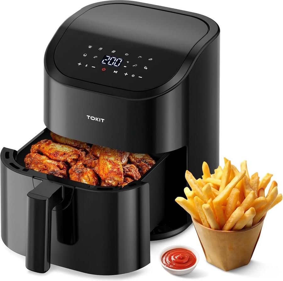 Compacte Airfryer met 10 Programma's 4.5 Liter en 1500W Vermogen