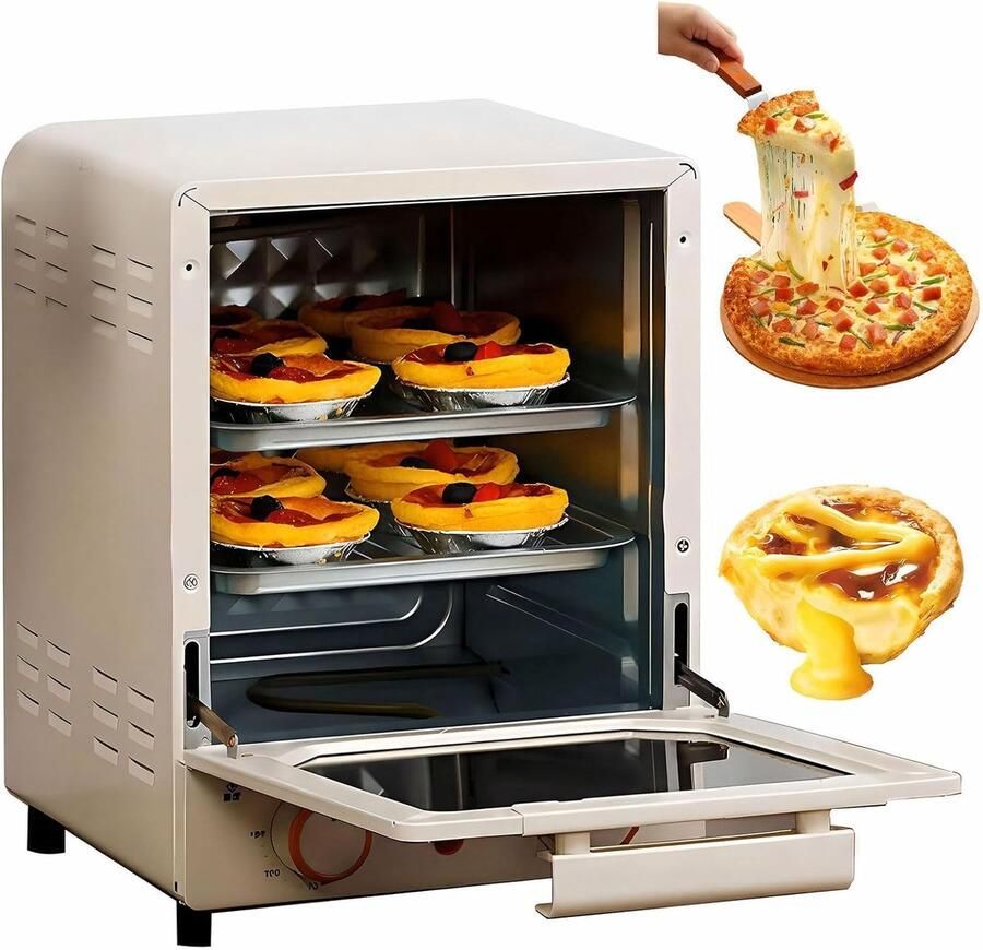 Compacte Bakoven Mini Oven Thuis Bakken Gelijkmatige Warmte 15 Liter Wit