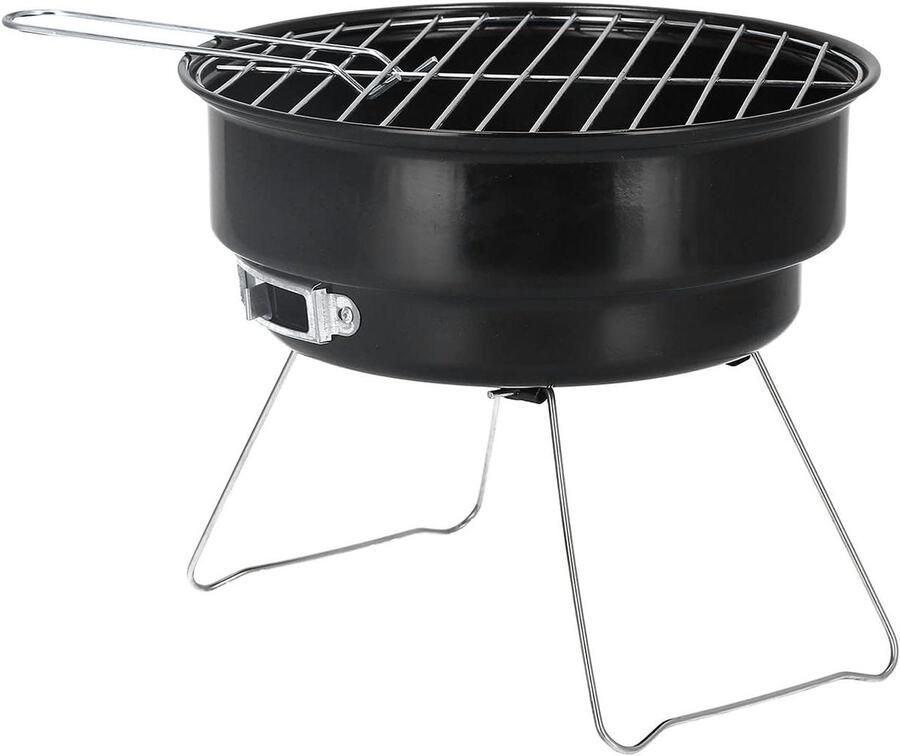 Compacte barbecuegrill Mini buiten grill Outdoor koken Opvouwbaar ontwerp 26 cm diameter Zwart