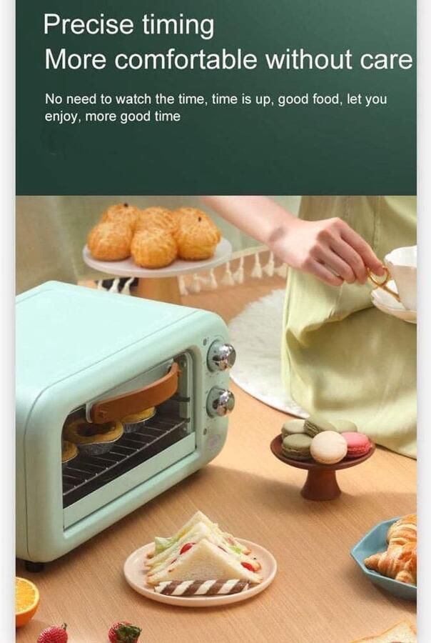 Compacte broodrooster Mini oven Snel bakken Automatische uitschakeling 12 liter capaciteit Rood