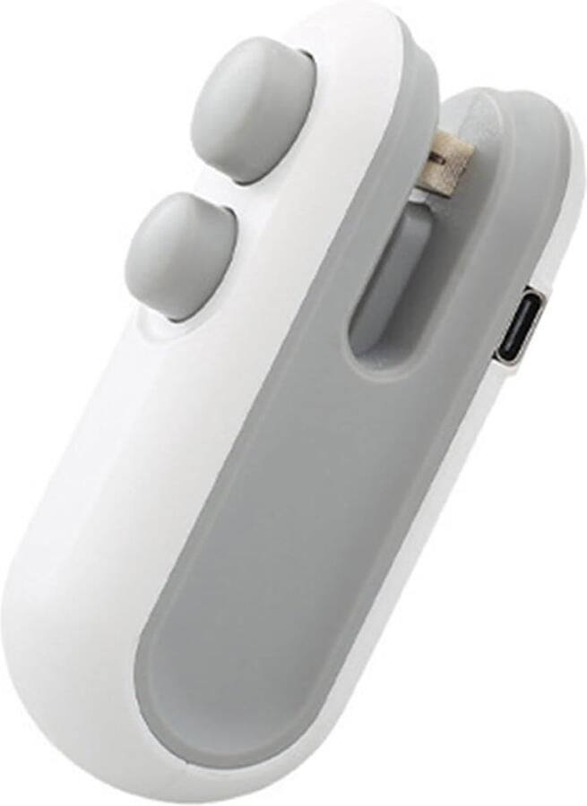 Compacte Chip Bag Sealer Oplaadbare Plastic Voedsel Pakket Sluitmachine voor Thuis Reizen Outdoor Gebruik (wit)