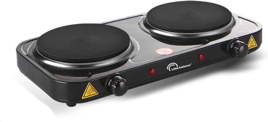 Elektrische kookplaat Dubbele kookplaat Koken op locatie Traploze temperatuurregeling 22 x 43 cm Zwart