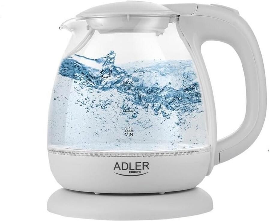 Compacte Elektrische Glazen Waterkoker 1 L 1100 W LED-verlichting Grijs