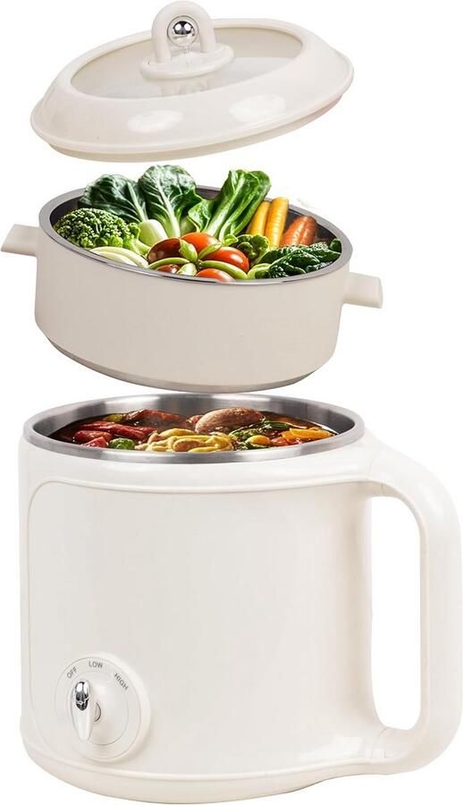 Compacte Elektrische Kookpan met Stoomfunctie 2L RVS Rijst- en Noedelpan