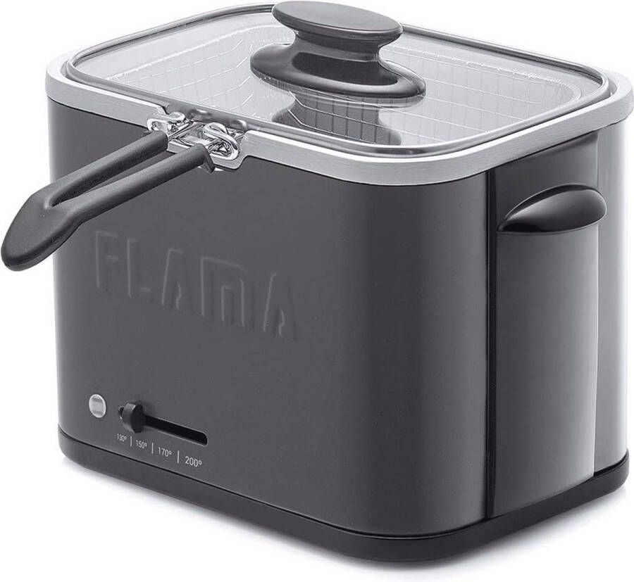 Compacte elektrische mini friteuse met instelbare temperatuur en 1 liter capaciteit