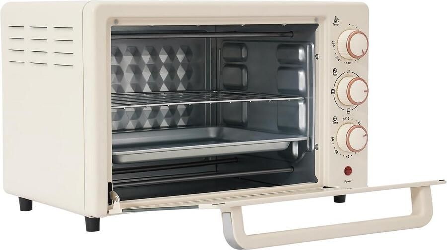 Compacte Elektrische Mini Oven 22 Liter met Grill en Thermostaat tot 250°C
