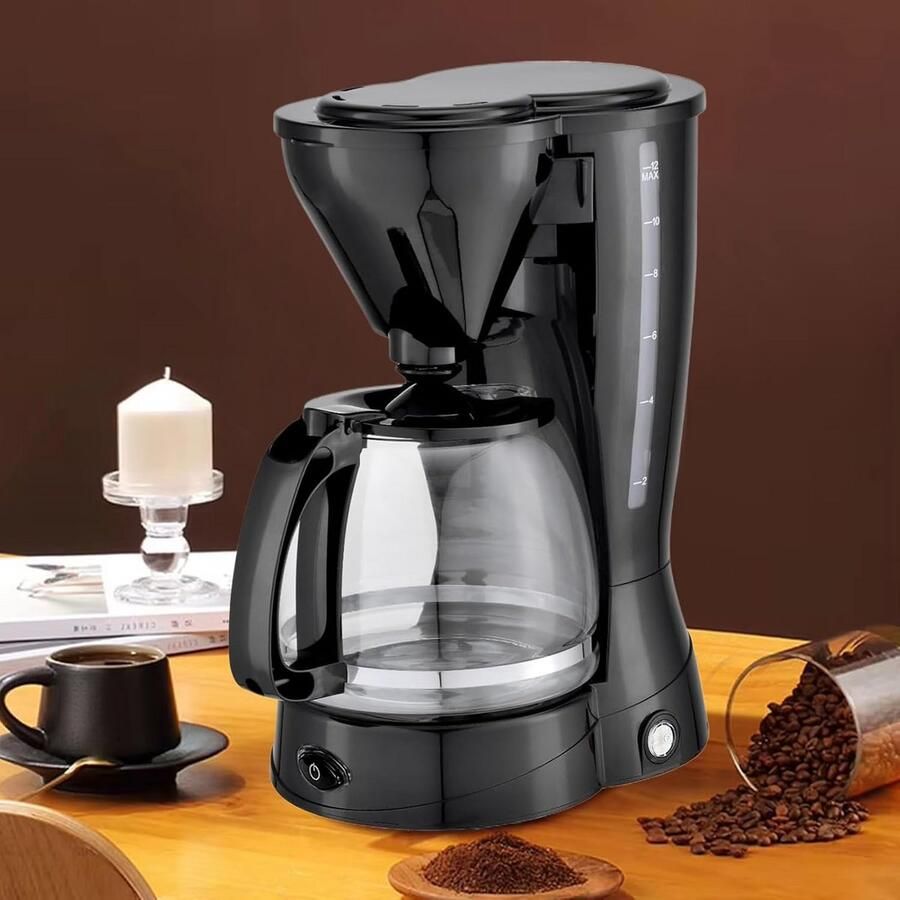 Compacte Filterkoffiemachine voor 3-5 Kopjes met Druppelstop en Warmhoudplaat