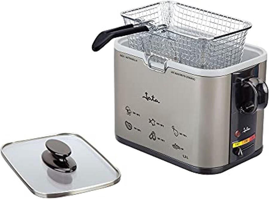 Compacte Friteuse 1000 Watt met Antiaanbaklaag en Glazen Deksel 1 3 Liter