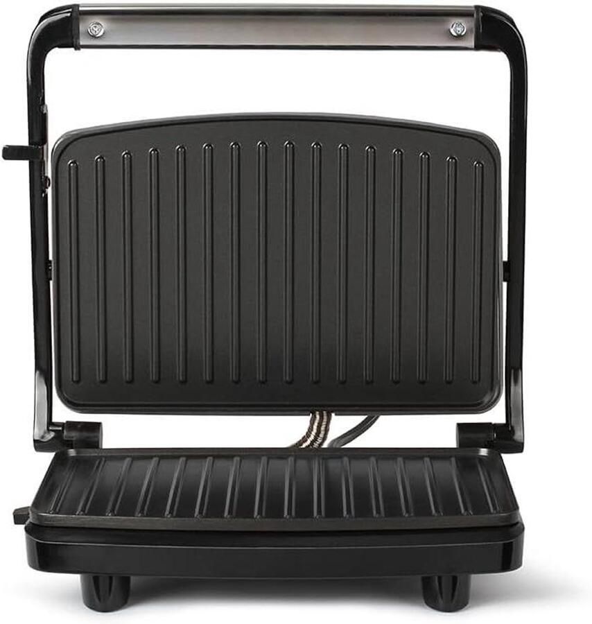 Compacte Grill Elektrische Grillplaat Snelle Maaltijden Bereiden Verstelbaar Scharnier 23 x 15 cm Grijs