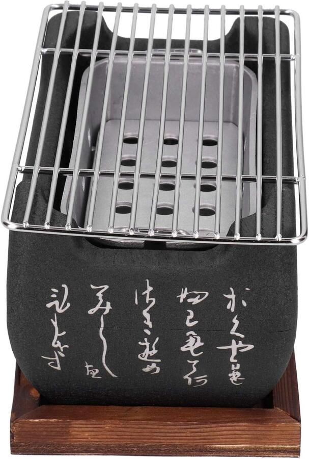 Compacte Grill Mini Yakitori Buiten Koken Gelijkmatige Warmte 26 x 15 cm Zwart