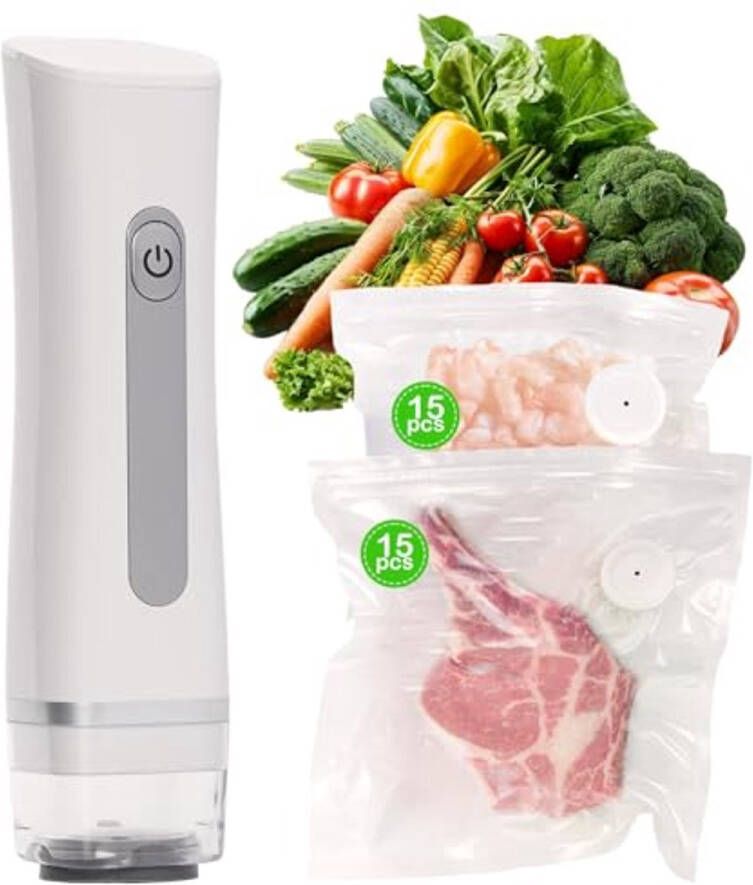 Compacte Handmatige Voedsel Vacumeermachine met 30 Vacuümzakken Draagbare Mini Vacumeerder voor Eten